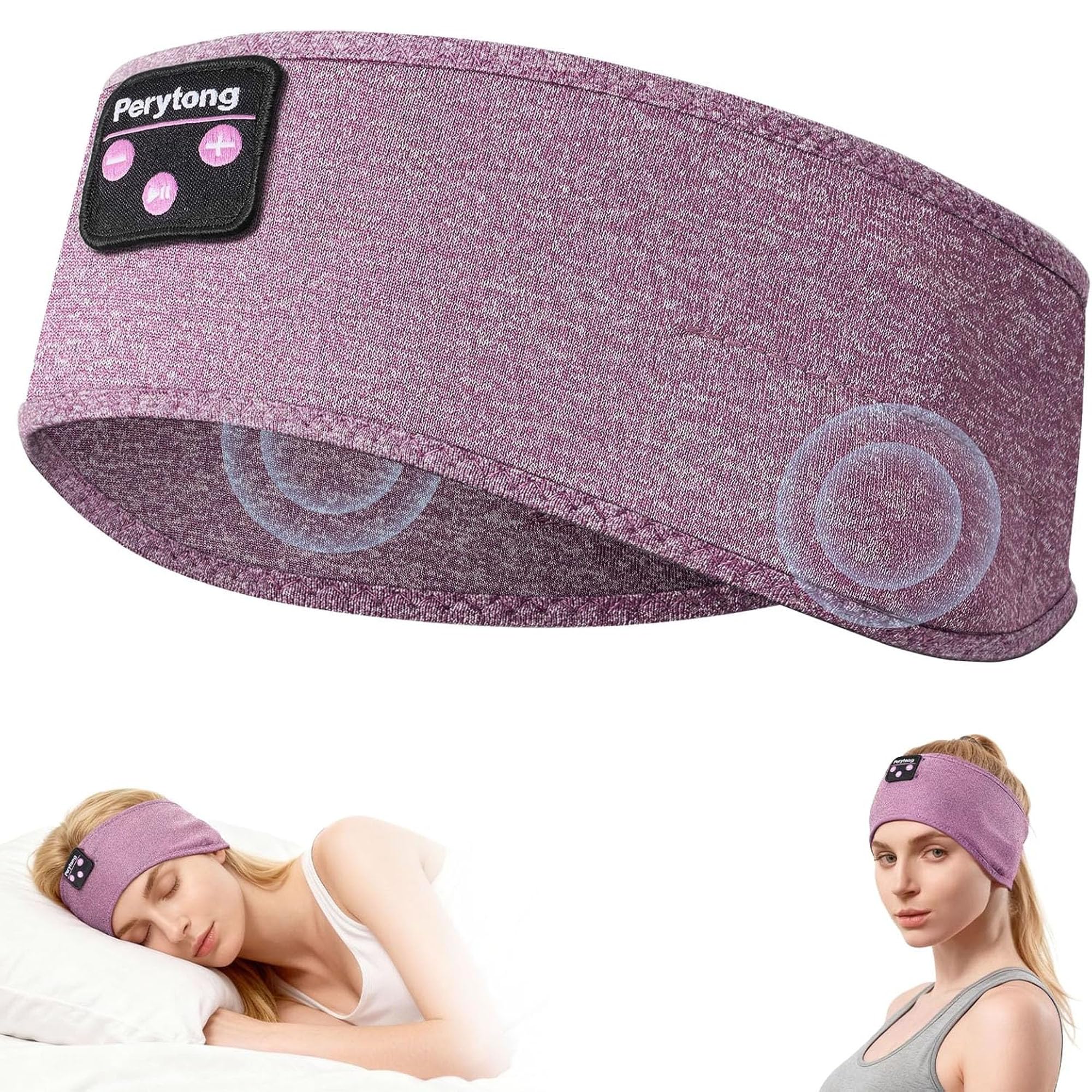 Photo 1 of Perytong Sleep Headphones Bluetooth 5.4, Sleep Headphones for Side Sleepers with Ultra-Thin HD Stereo Speakers, Wireless & Sweat Resistant Sport Earphones for Workout Yoga Travel
