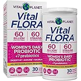 Vital Planet - Vital Flora Probiotics for Women 60 Billion CFU, Diverse Strains, Daily Shelf Stable Probiotic with Organic Prebiotics, for Vaginal Support, Immune and Digestive Health 30 Capsules