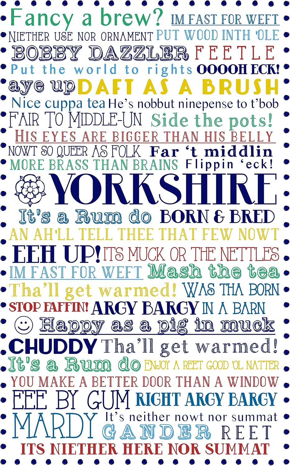 Ulster Weavers Yorkshire Born & Bred Cotton Tea Towel, Multicolour