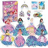 AevumTech Poke in Art Princess Crafts, 8 Magical Princesses & Unicorn Castle Decor with Lanyard, Arts and Crafts for Kids Ages 6-12, Halloween Gifts for Girls and Boys 6 7 8 9 Years Old (Princess)