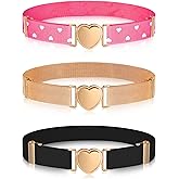 Hamry 3 Pieces Girl Belts Kids Toddler Belt Elastic Stretch Belt Adjustable Stretch Belts Elastic Heart Kids Belt for Girls