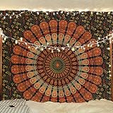 Bless International Ethical Indian Hippie Bohemian Wall Tapestry 54x60 Golden