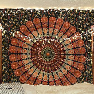Bless International Ethical Indian Hippie Bohemian Wall Tapestry 54x60 Golden