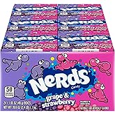NERDS Grape &amp; Strawberry Treat-Size Theater Box Candy, 1.65 oz, 24 Pk | Tiny tangy crunchy, mini concession boxes, treat size, lunchbox snacks, party favors, individually wrapped, bulk