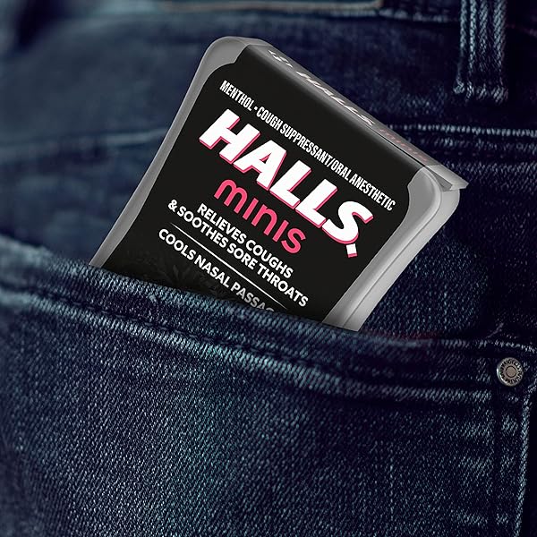 HALLS MINIS WATERMELON FLAVOR SUGAR FREE COUGH DROPS, 8 PACKS OF 24 DROPS (192 DROPS TOTAL)