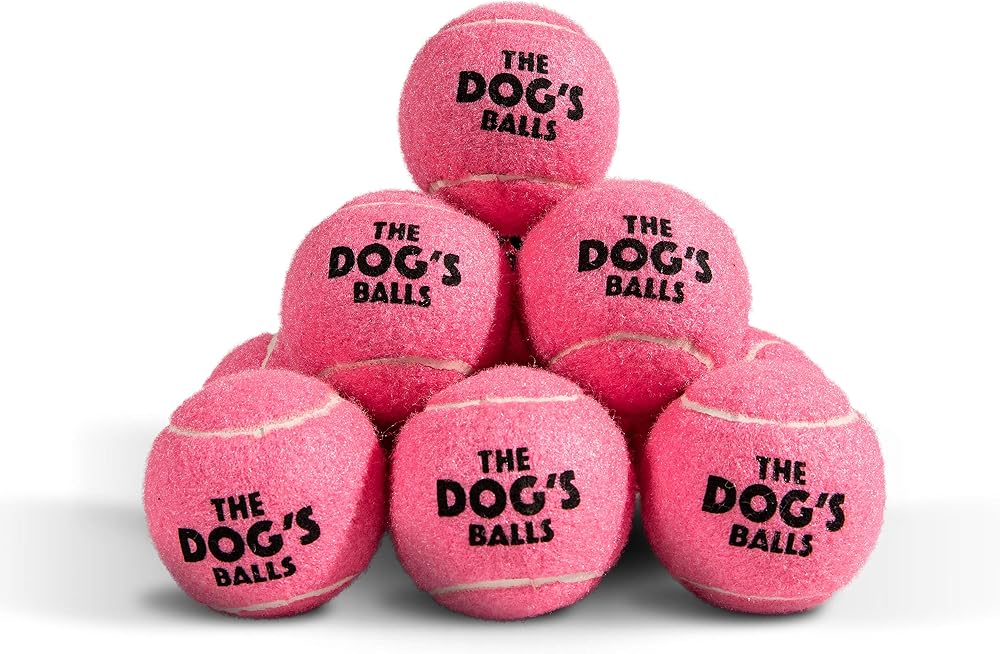 The Dog's Balls Dog Tennis Balls Pink Medium 12 Pack Non Abrasive Felt