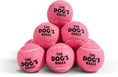 The Dog's Balls Dog Tennis Balls Pink Medium 12 Pack Non Abrasive Felt
