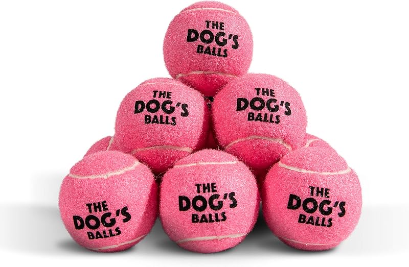 The Dog's Balls Dog Tennis Balls Pink Medium 12 Pack Non Abrasive Felt