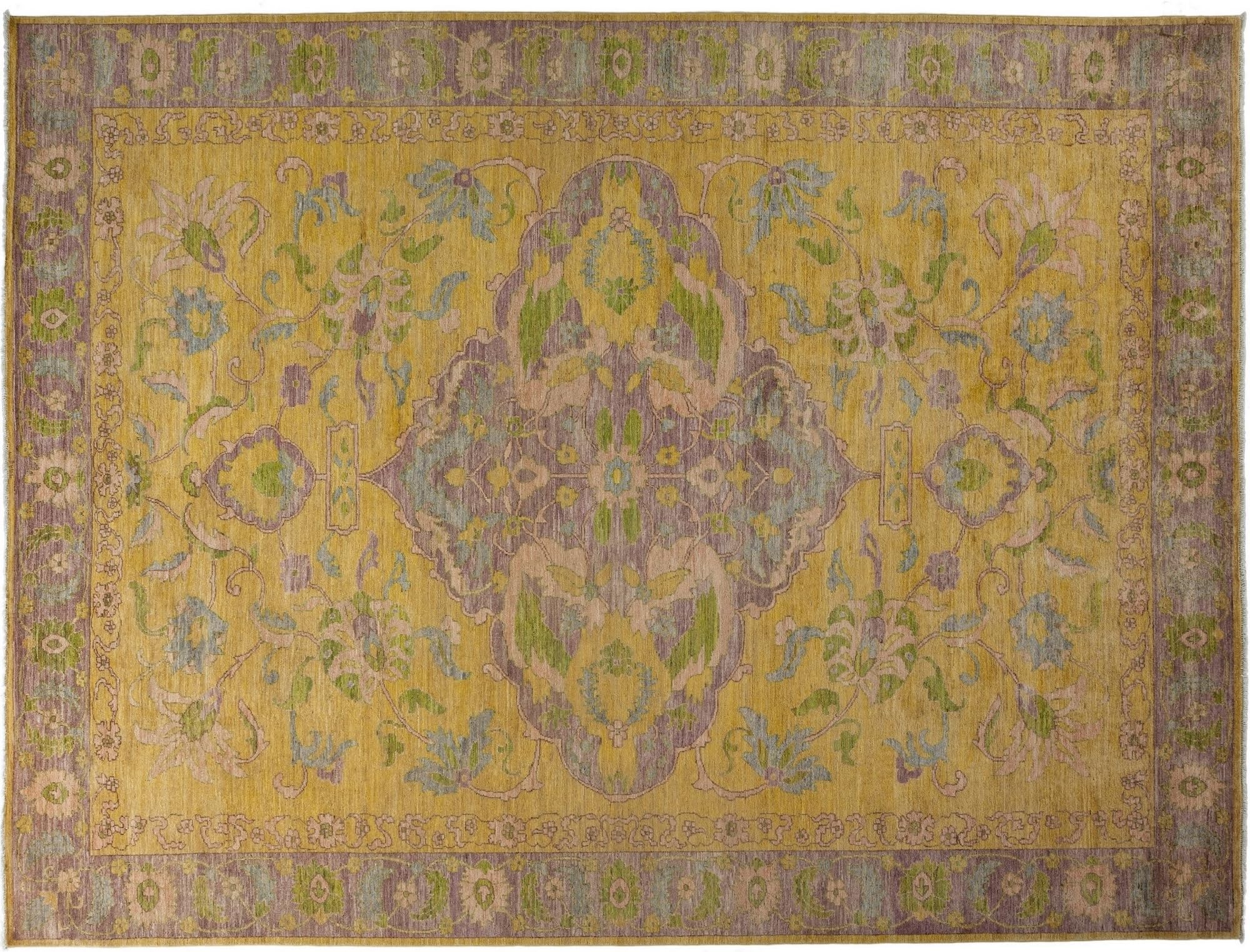 Solo Rugs Oushak Tarquinia One of a Kind Hand Knotted Area Rug, Ochre, 10' 3" x 13' 8"