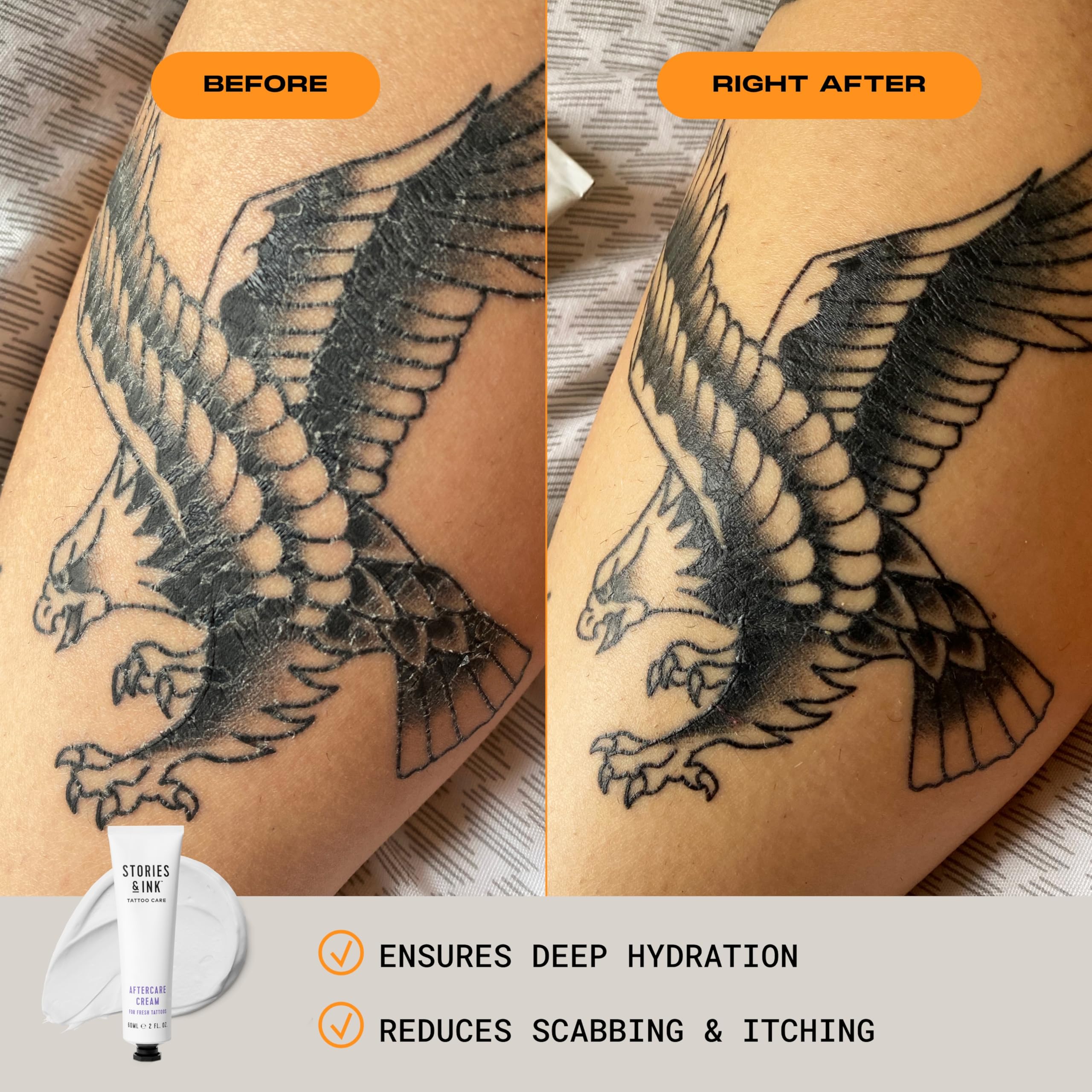 Stories & Ink Tattoo Care | AFTERCARE CREAM for fresh tattoos - Soothes Freshly Tattooed Skin, Visibly Calms Itchy or Irritated Skin, Fragrance-Free, Vegan & Cruelty-Free, 60 mL / 2 Fl Oz