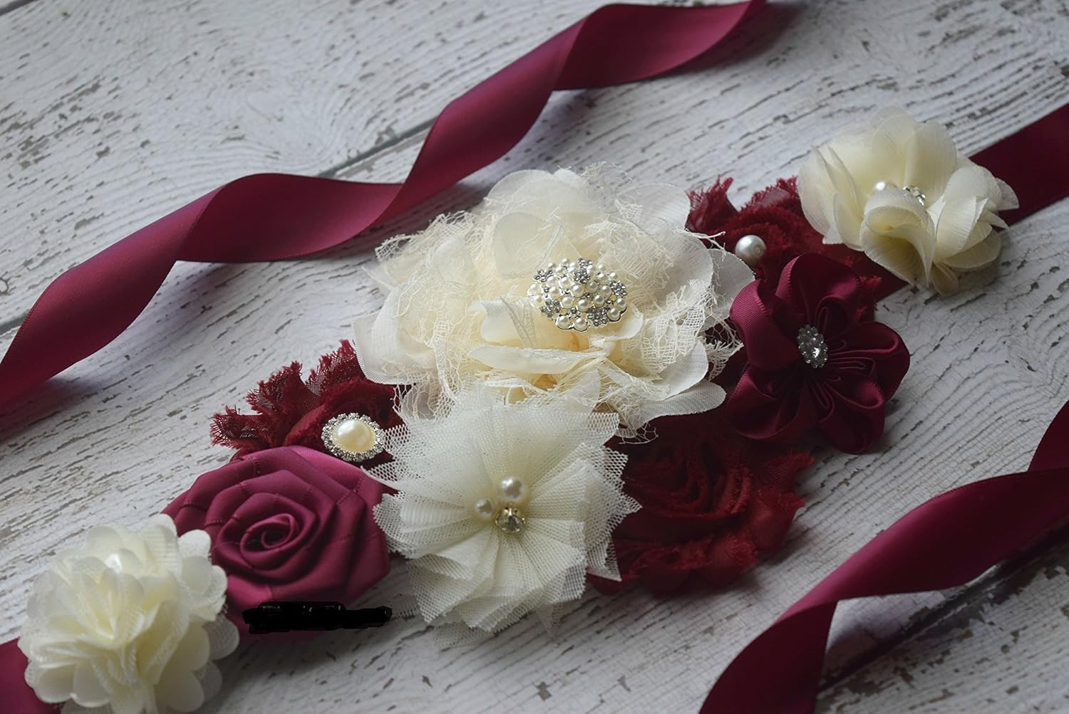flower girl burgundy sash