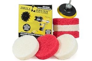 DRILLBRUSH Bathroom - Cleaning Supplies - Drill Brush Power Scrubber Pads - Shower Cleaner - Bathtub - Bath Mat - Bathroom Sink - Tile Cleaner - Baseboard Cleaner - Vinyl Flooring - Hard Water Stain Remover