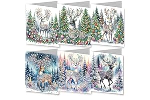 GENERIC Christmas DIY Diamond Greeting Cards Set, 5D DIY Diamond Art Painting Christmas Style Greeting Card, DIY Christmas Card Making Kits for Family Friends Handmade Gift-#05-Elk