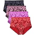 Barbra Lingerie Satin Panties S to Plus Size Womens Underwear Full Coverage Brief Multi-Pack