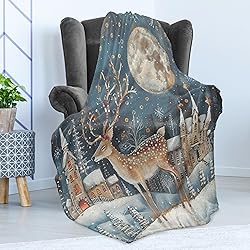 Ambesonne Christmas Throw Blanket, Xmas Eve Starry