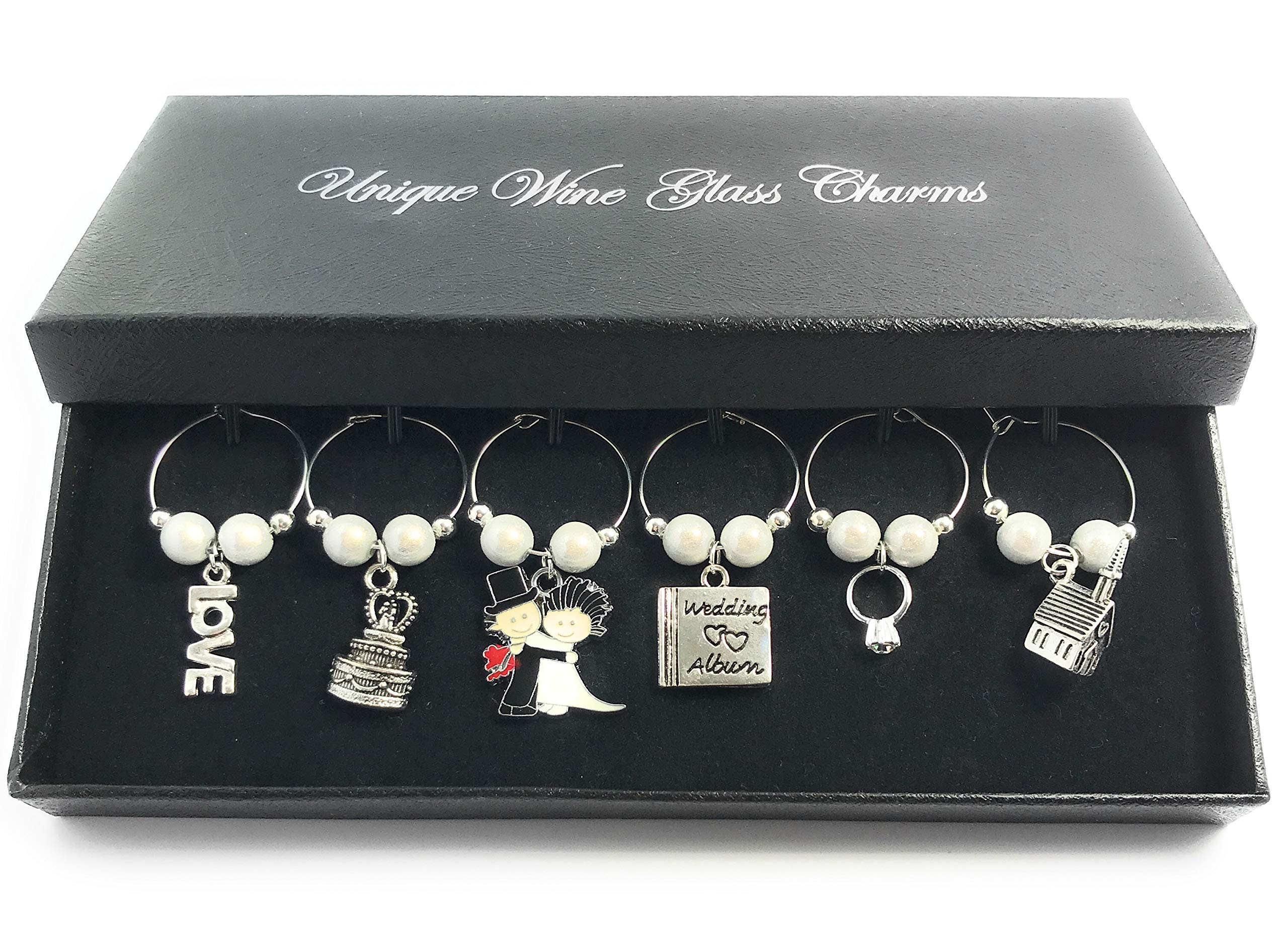 Libby's Market Place Wedding Present Wine Glass Charms with Gift Box