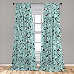 Lunarable Vintage Window Curtains, Nostalgic Flower
