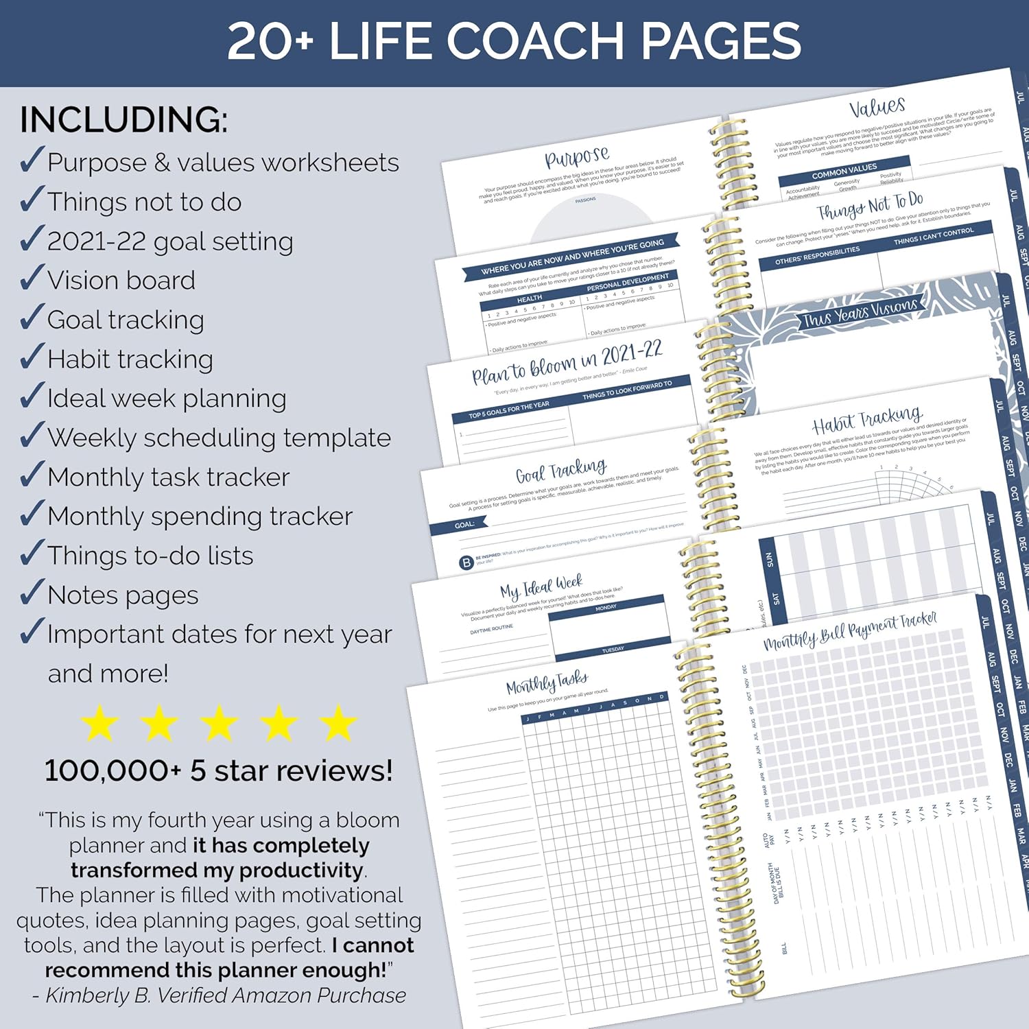 bloom daily planners 2021-2022 (8.5" x 11") Academic Year Day Planner (July 2021 - July 2022) - Weekly/Monthly Dated Agenda Calendar Organizer with Tabs - Lemons : Office Products