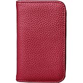 Julia Buxton Pebble Pik-Me-Up&reg; Snap Card Case, All-in-One RFID Blocking Vegan Leather Wallet Cases for Women with 9 Slots, ID Window, Pocket, Ideal for Travel &amp; Daily Use, Gift Idea, Red