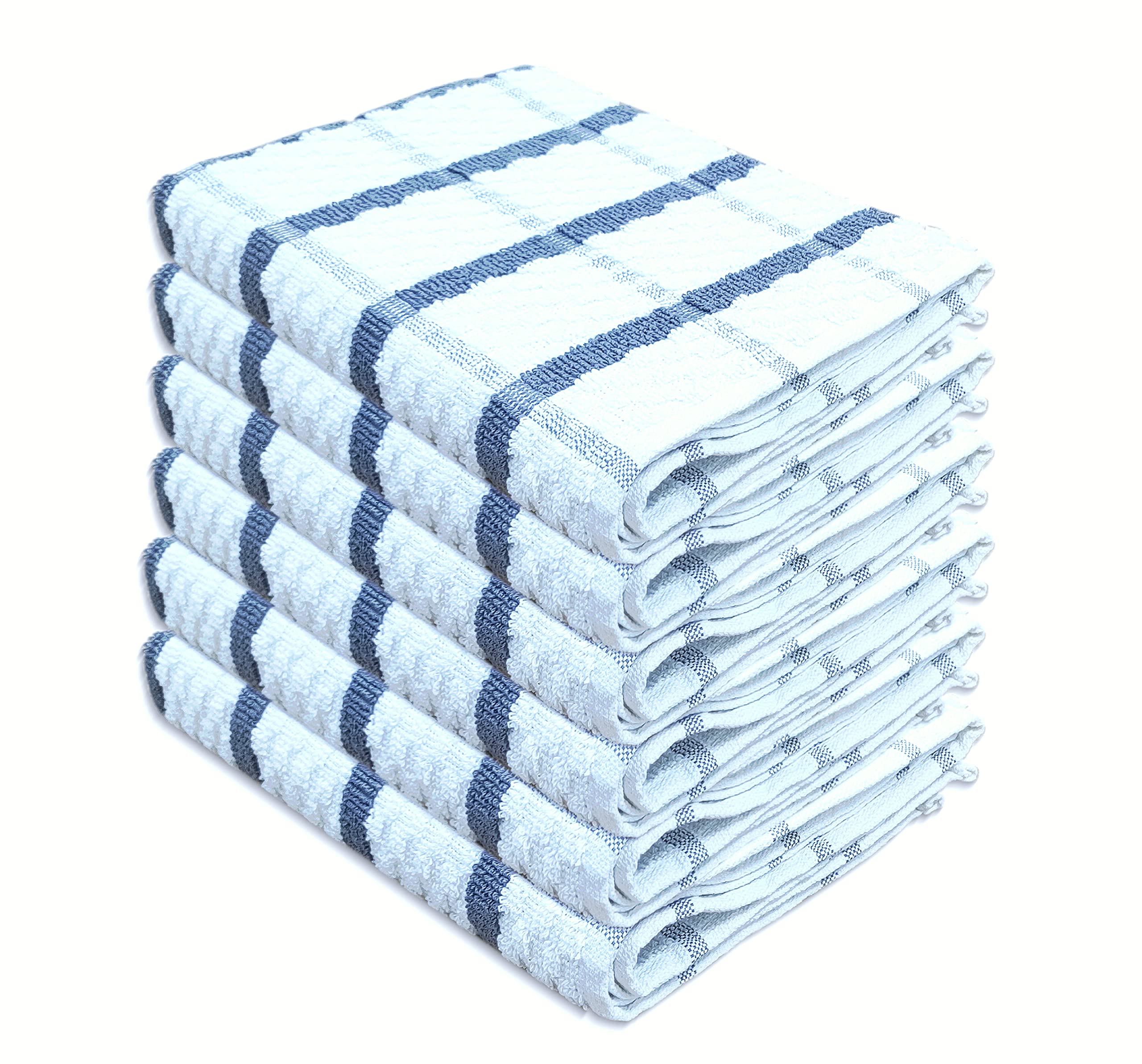 A & B TRADERS Kitchen Towels 100% Cotton Tea Towels Packs of 6 or 12 Super Absorbent Bar Towel Large Size (50 x 70 cm) (Grey, 6)