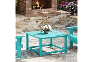 WestinTrends Malibu Low Outdoor HDPE Square Patio Coffee Table, Turquoise