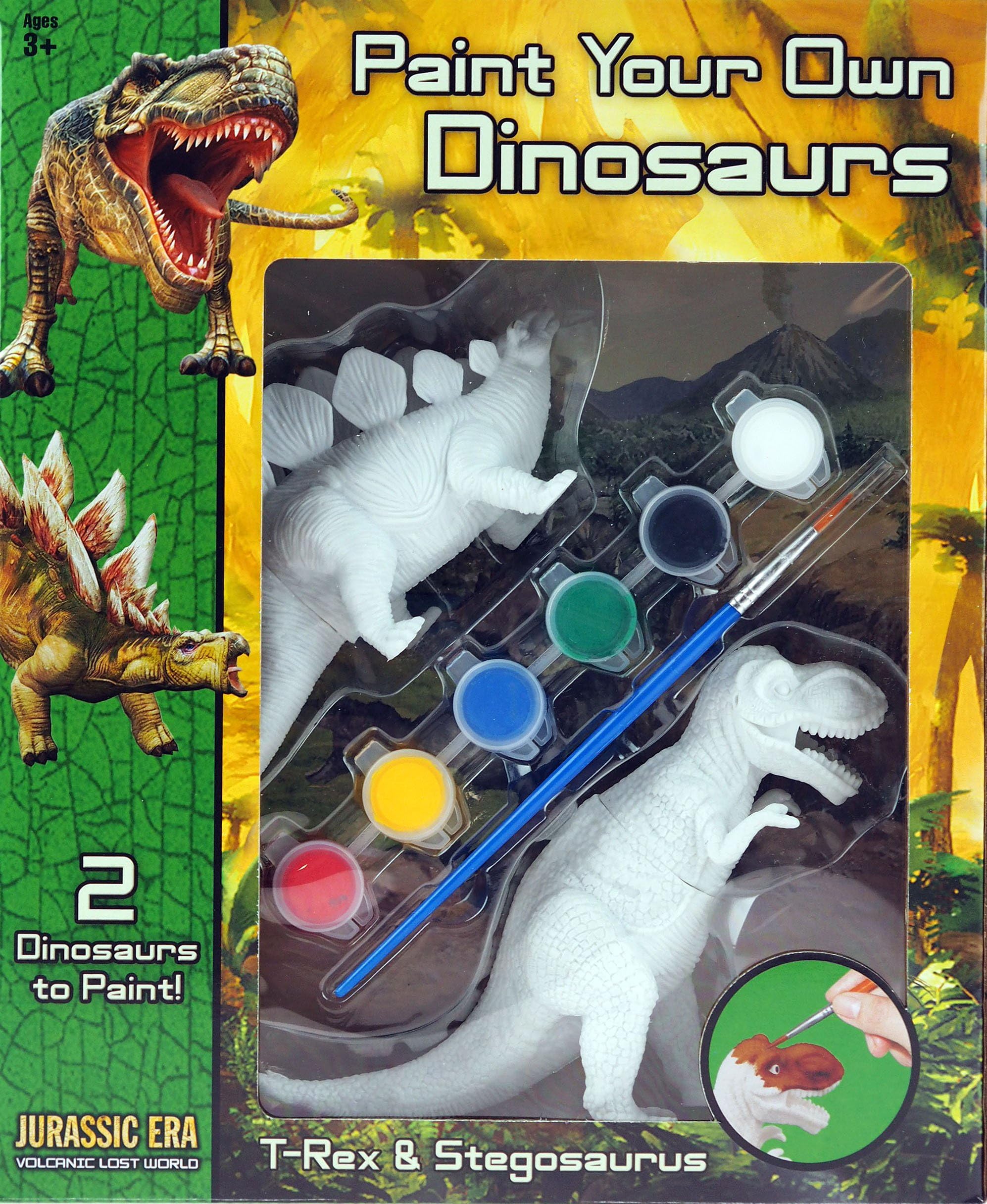 Jurassic Era Set Of 2 Dinosaur Models Painting Set For Children