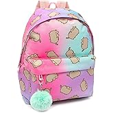 Pusheen Backpack Cat Pom Pom Keyring Pink Rucksack 16”