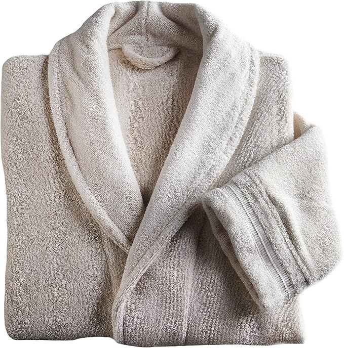 Frette at Home Size Small/Medium Unisex Milano Terry Bathrobe in Ivory Amazon.ca Home & Kitchen