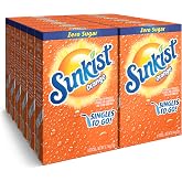 Singles To Go! Sunkist Soda Drink Mix, Orange, 72 Packets | Sugar Free, Powdered Drink Mix Packets, Water Flavoring Packets, 12 Boxes with 6 Packets Each