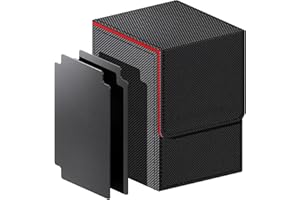 Venssu Card Deck Box,Vertical Card Deck Case,Card Storage,Commander deck box, Trading card box, Fit 115 Plus Sleeved Cards Compatible with board game MTG TCG CCG with dividers(Black＆Red)