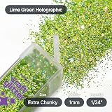 Hemway Lime Green Holographic Glitter Extra Chunky 130g Shaker view 4