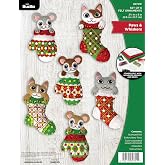 Bucilla Felt Applique 6 Piece Ornament Making Kit, Paws &amp; Whiskers, Perfect for Holiday DIY Arts and Crafts, 89701E