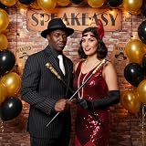HENBRANDT Black Gold Top Pimp Cane Stick 81cm 3 Piece Fancy Dress Gangster Prop view 2