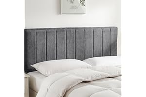 Nestl Upholstered Full Headboard - Easy Assemble Channel Stitched Headboard Full Size - Wall Mounted Headboards with 3D Soundproof Wall Panels Peel & Stick Floating Headboards, Grey