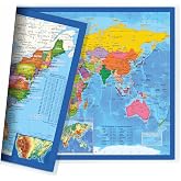 2-Sided Desk Map with Durable Lamination (1 Pack: US/Europe Centered World 17.5 x 11.5 inches)