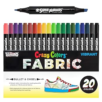 Super Markers 20 Unique Colors Dual Tip Fabric & T-Shirt Marker
