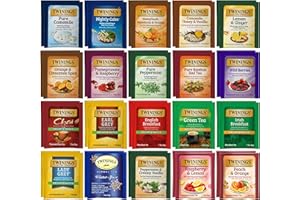 BY THE CUP Twinings Herbal & Decaf Tea Sampler (40 Count) with Honey Sticks