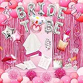 Party Spot! 119 PCS Bachelorette Party Decorations, Latex Balloons, "BRIDE TO BE" Balloons, Tablecloth, Veil, Cake Topppers, 