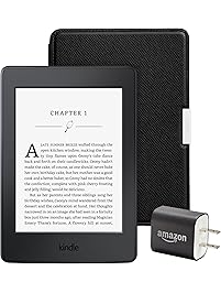 Kindle Paperwhite Essentials Bundle including Kindle Paperwhite 6" E-Reader, Black with Special Offers, Amazon Leather Cover - Onyx Black, and Power Adapter