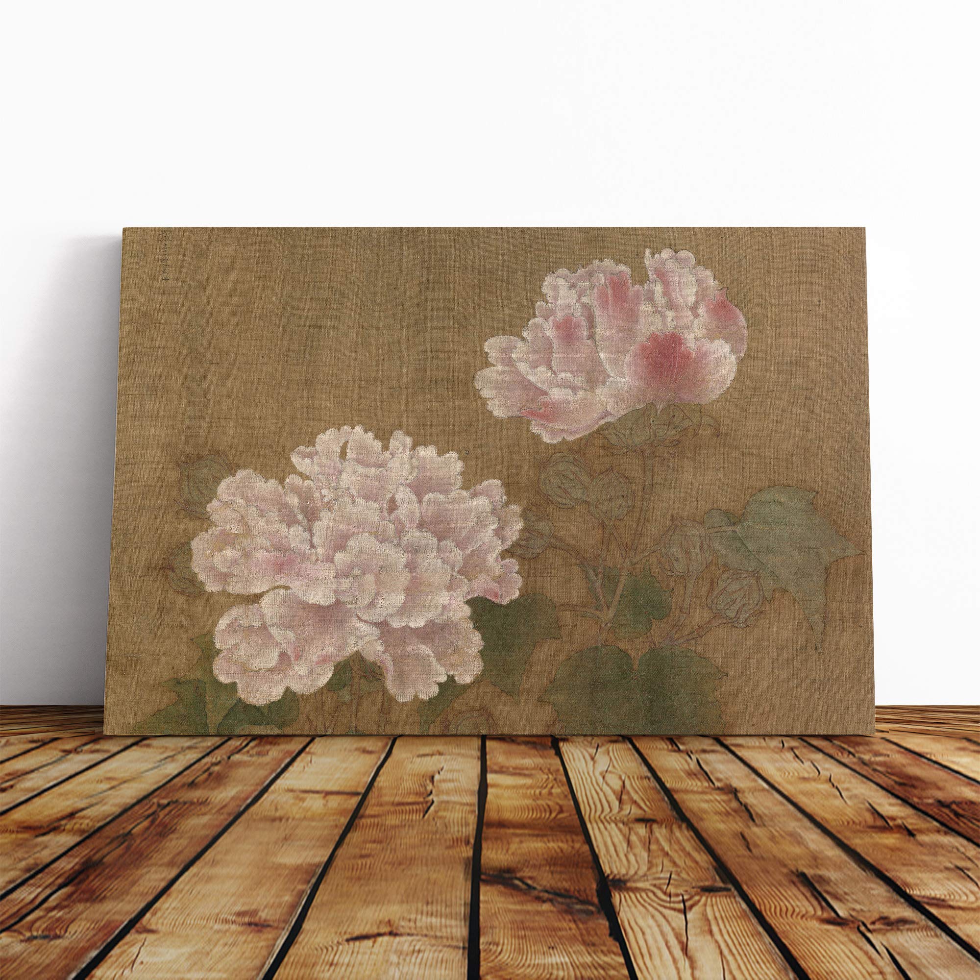 Li Di Red and White Roses Oriental Canvas Print | Gallery Wrapped 30mm Frame Wall Art | 20x14 inches | Ready to Hang | Modern Floral Picture | Living Room Bedroom Lounge Office