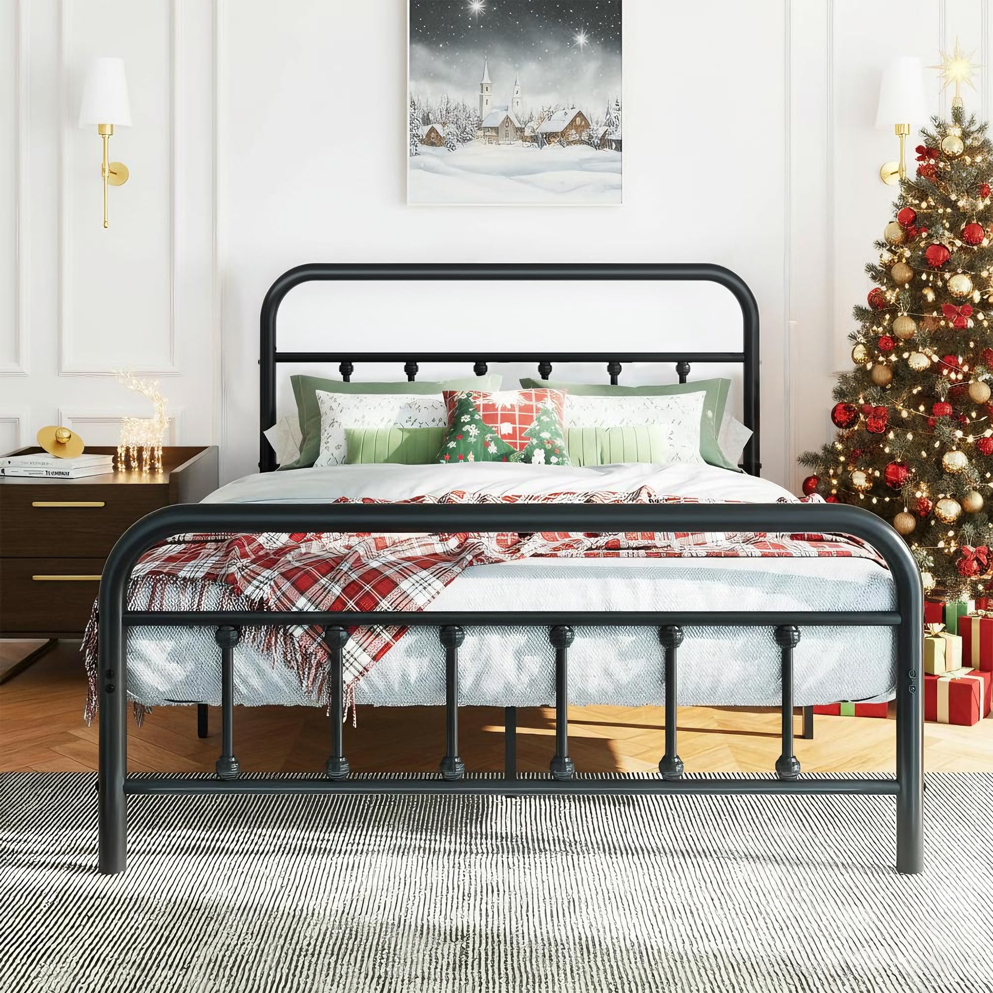 Photo 1 of ***Selling for part only***Shintenchi King Size Metal Platform Round Bed Frame with Headboard & Footboard, Steel Slat Mattress Foundation, Under Bed Storage, Noise-Free, No Box Spring Needed