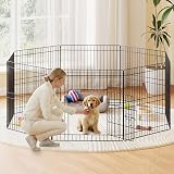 Yaheetech 61cm Metal Pet Playpen 8 Panel Foldable Indoor Outdoor Black view 3