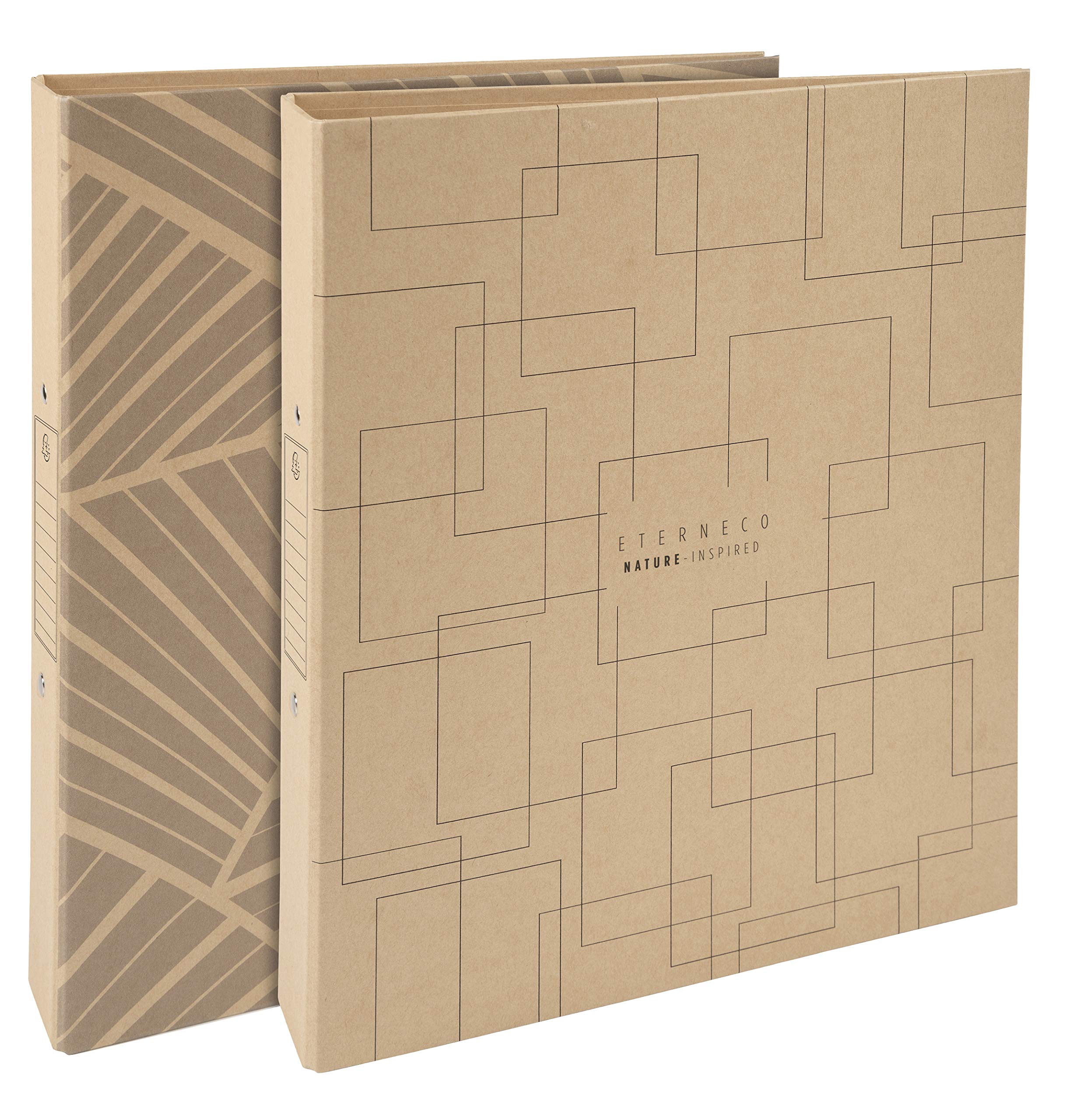 Exacompta - Ref. 54947E - Box of 10 Eterneco rigid edged binders - 2 round rings 30 mm diameter - 40 mm spine - external dimensions 32 x 26cm - A4 file format - 2 assorted visuals