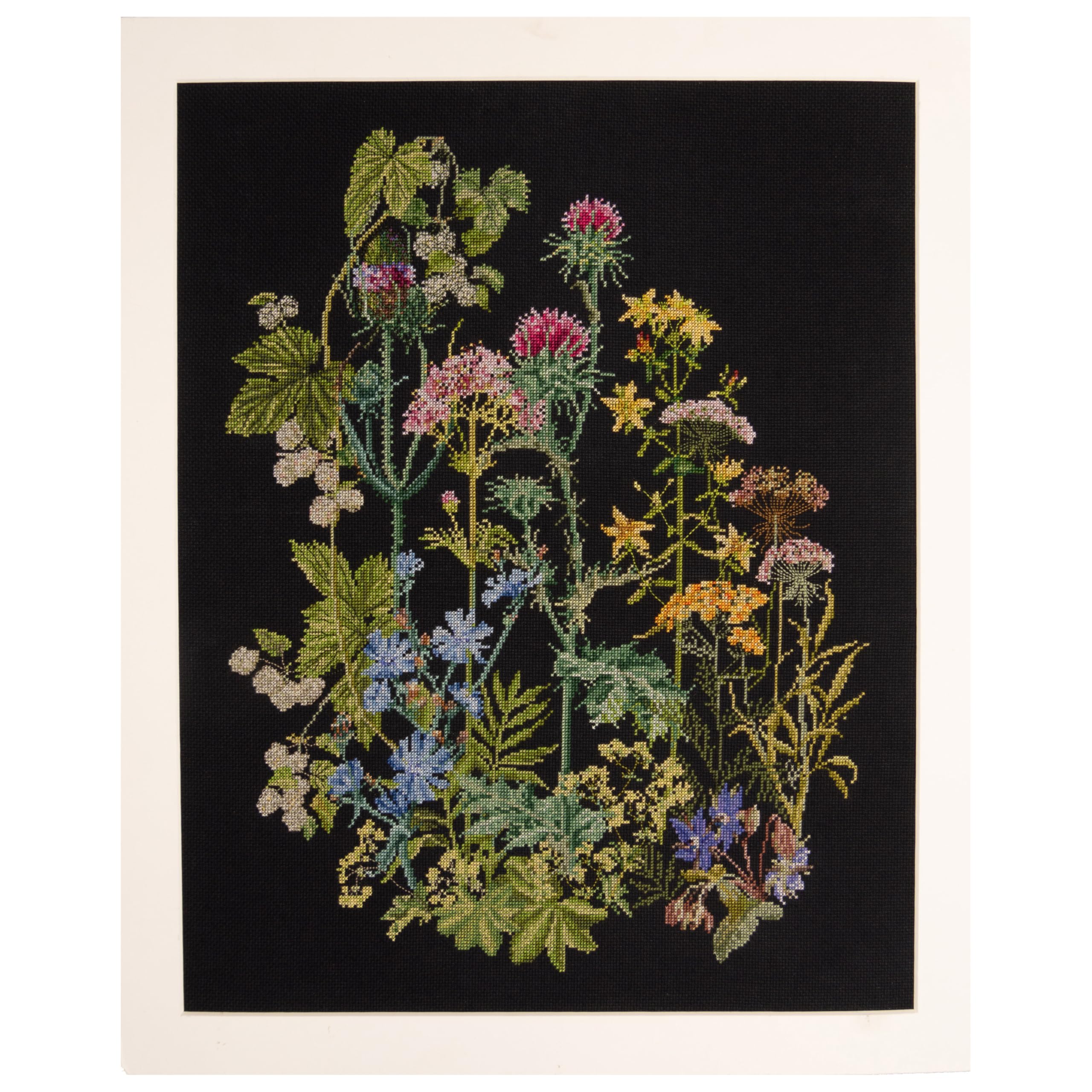 Thea Gouverneur - Counted Cross Stitch Kit - Herb Panel - Aida Black - 18 Count - Embroidery Kit for Adults - DMC Embroidery Threads and Other Cross Stitch Supplies Included - 424.05