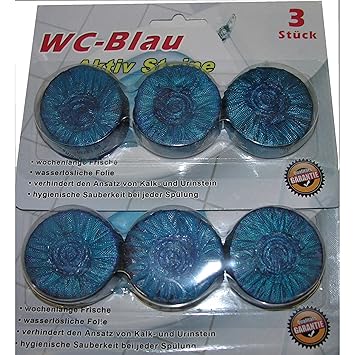 6x WC Tabletten Blauspüler Wasserkasten Tabletten Tabs Aktiv Steine Reiniger