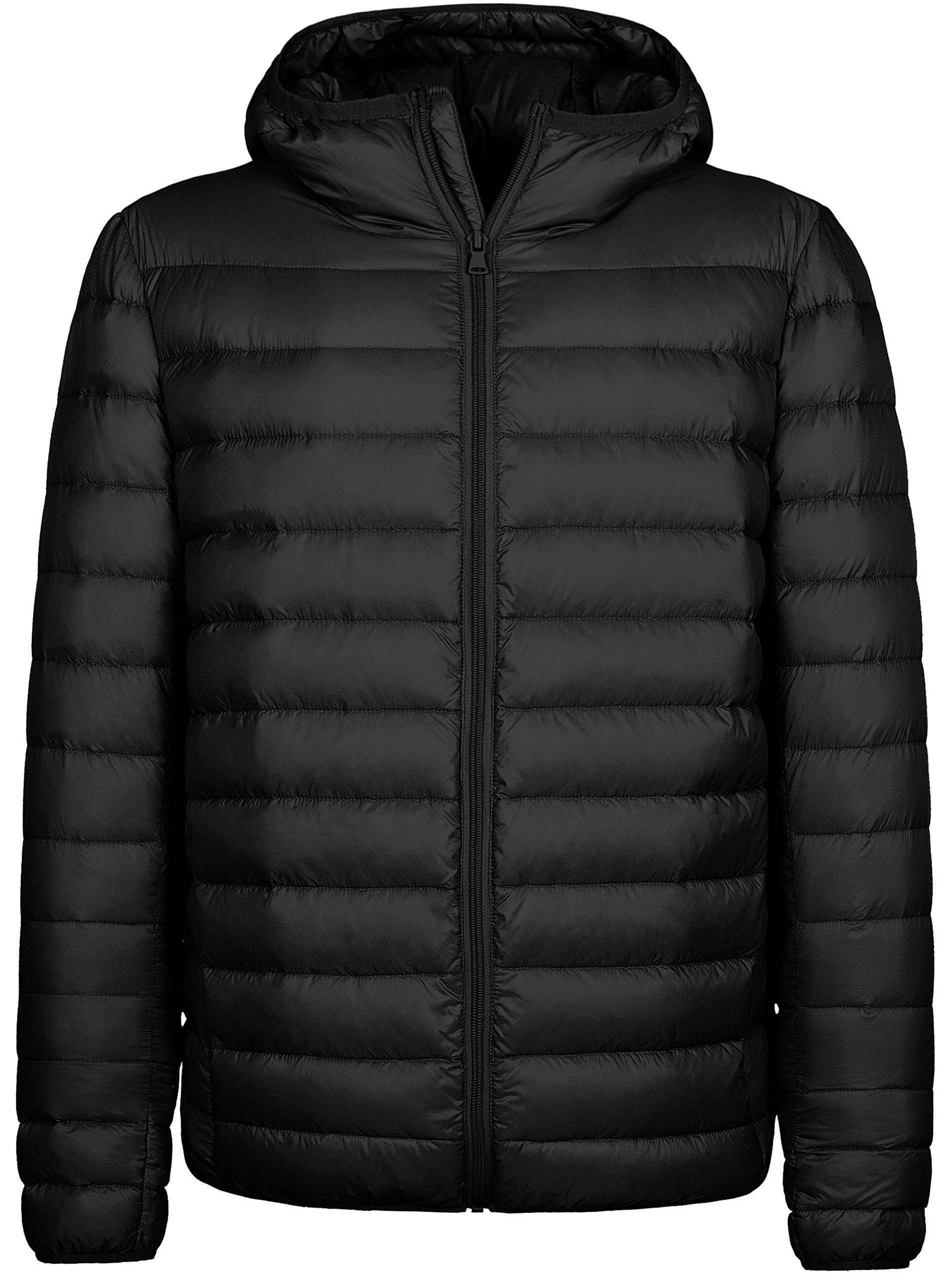 Wantdo Men's Hooded Packable Light Weight Down Jacket Medium Black