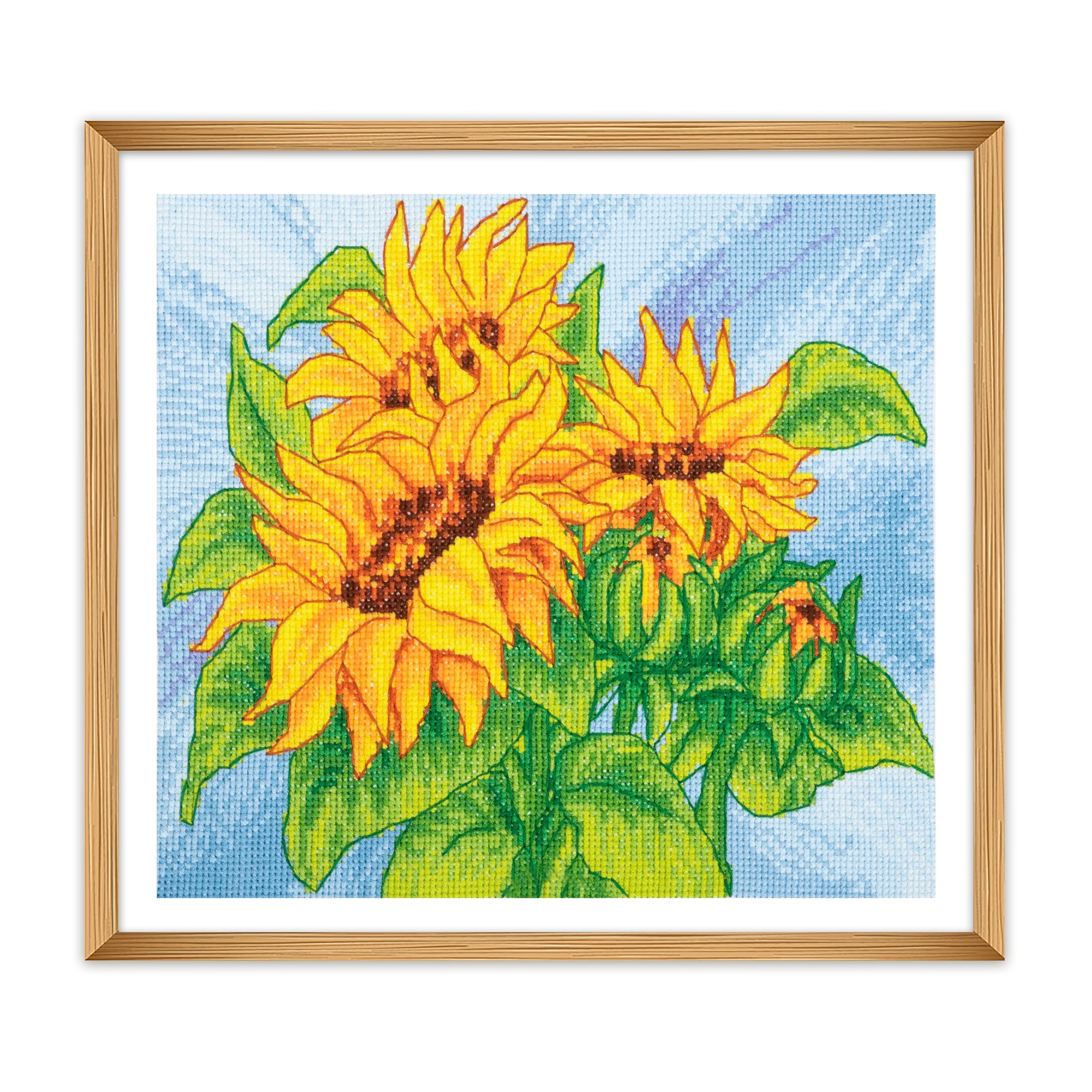 Trimits Large Cross Stitch Kits - Counted Embroidery Needlework for Adults Beginners Kids, Christmas Gifts Wall Art (Frame Not Included), 11 Count, Sunflowers