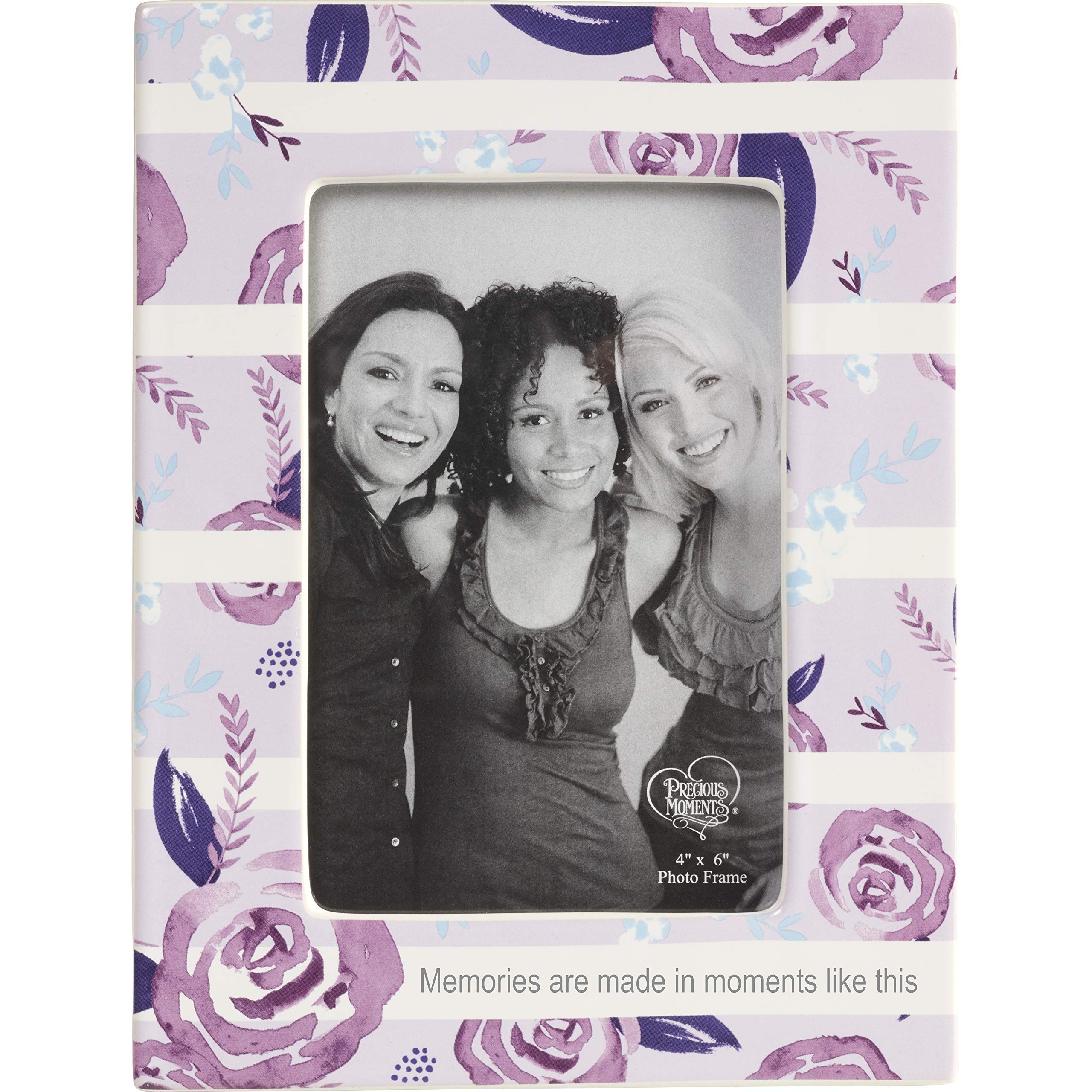 Precious Moments Memories are Made in Moments Like This Floral Ceramic Photo Frame 182414, Multicolor, One Size