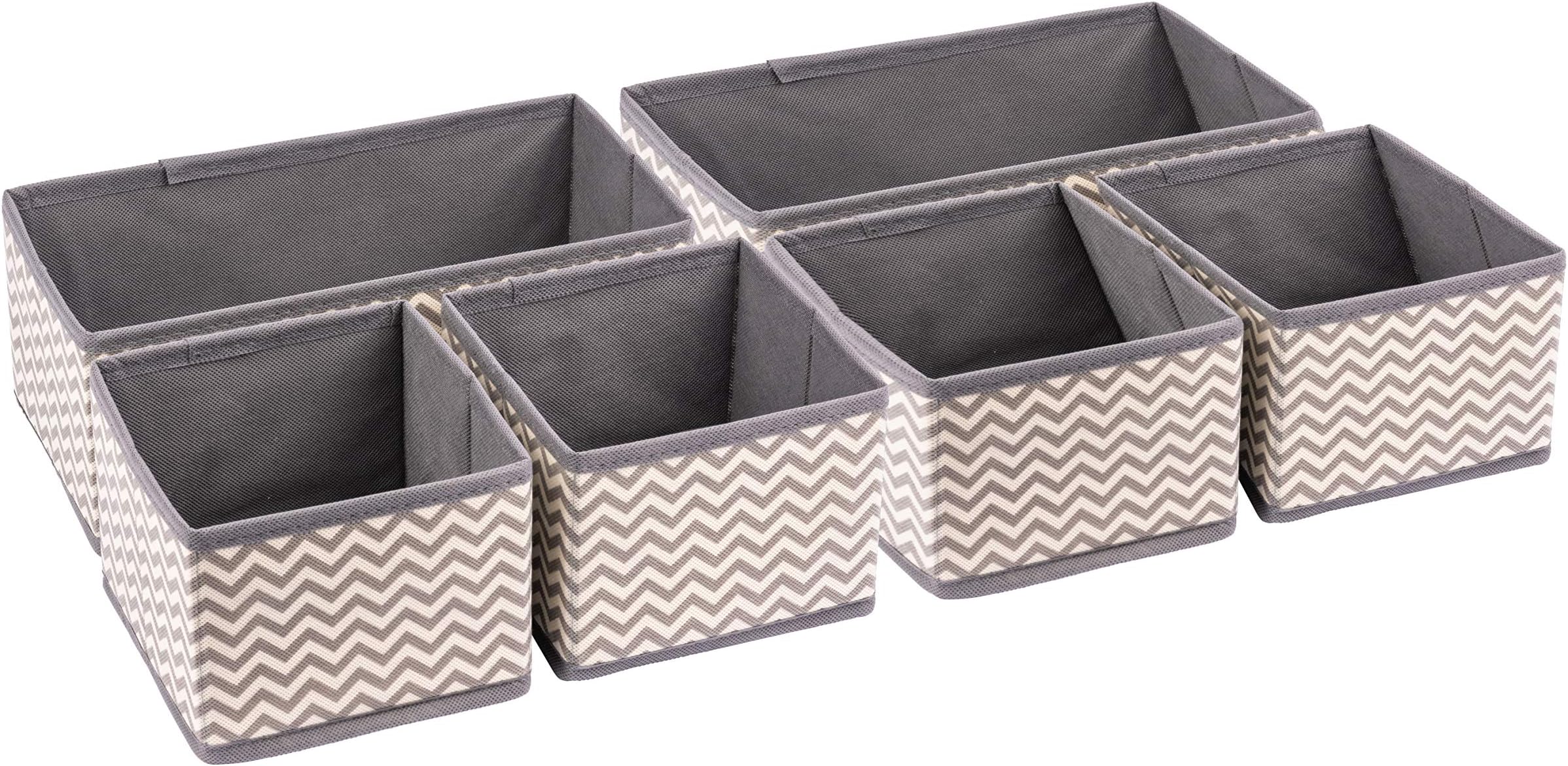 Storage Drawer Boxes, Set of 6 Wardrobe Organisers, Foldable Drawer Dividers for Clothes Socks Toys Underwear and Makeup- Drawer tidy for Nursery, Home, Bedroom, Living Room, Office and Dresser