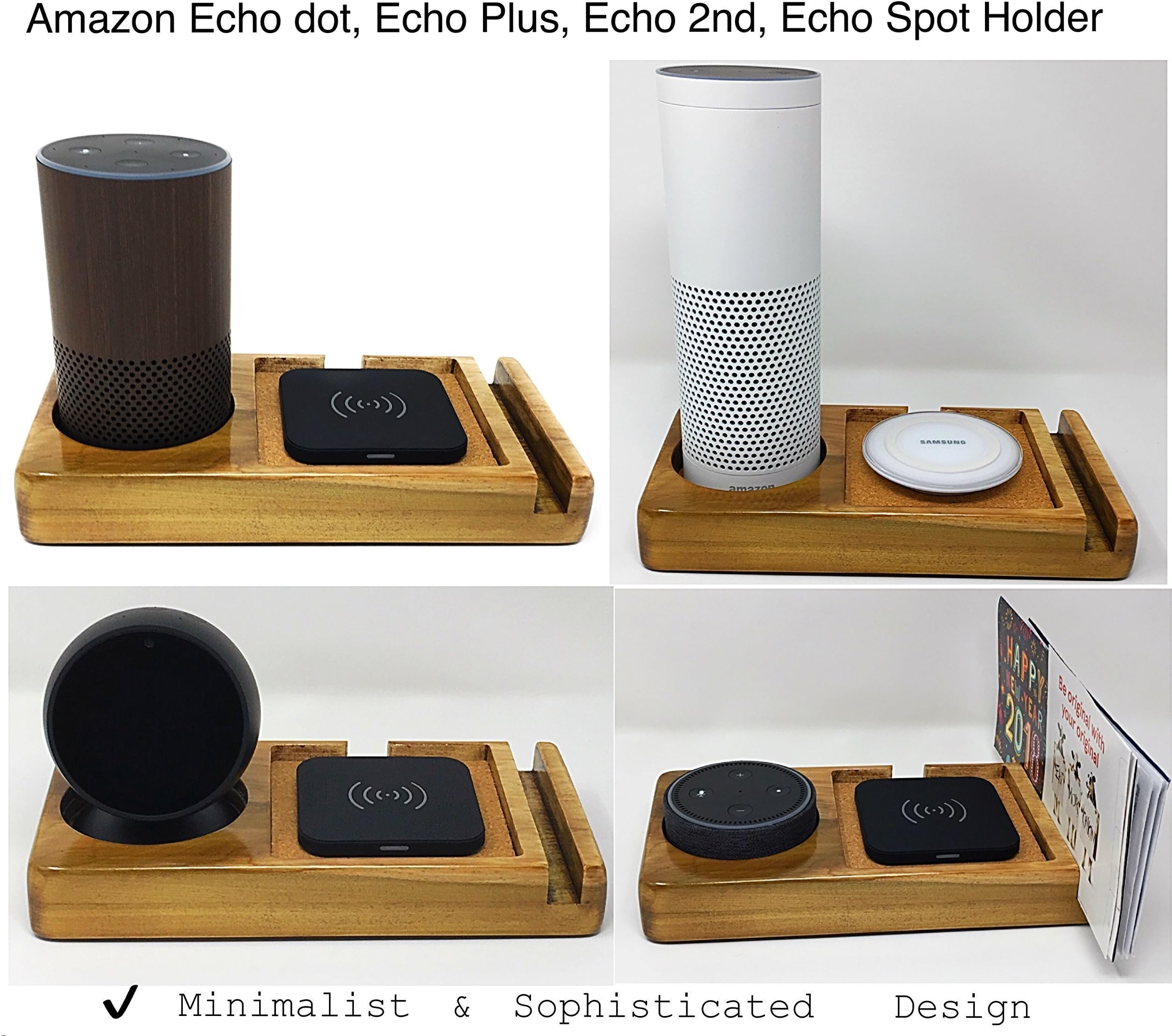 Amazon Echo Spot, Echo Dot 2nd Generation, Echo Plus, Echo 2nd Generation Stand with Charging Pad space and Phone or Tablet Stand